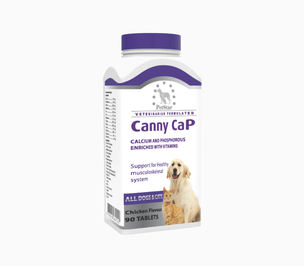 Canny CaP 90 tablets chicken flavored calcium and phosphorus for dogs and cats